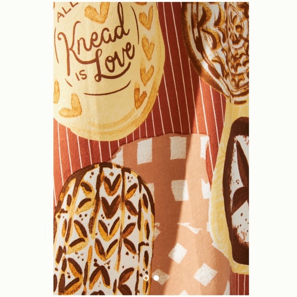 Anthropologie Brown Orange All You Knead Is Love Bread Dish Tea Kitchen Towel - Picture 2 of 12